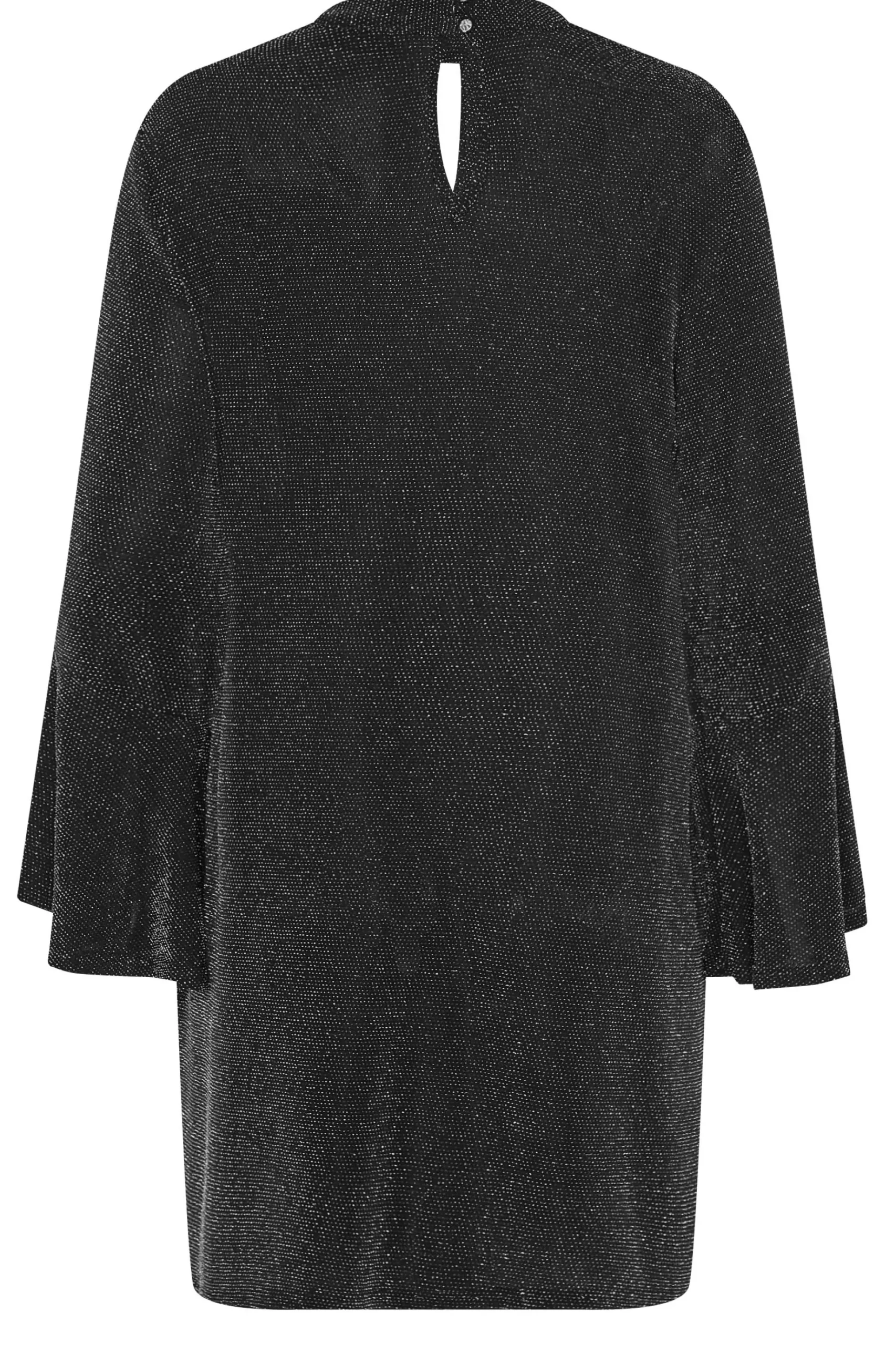 M&Co Womens M&Co Black & Silver Shimmer Bell Sleeve Dress