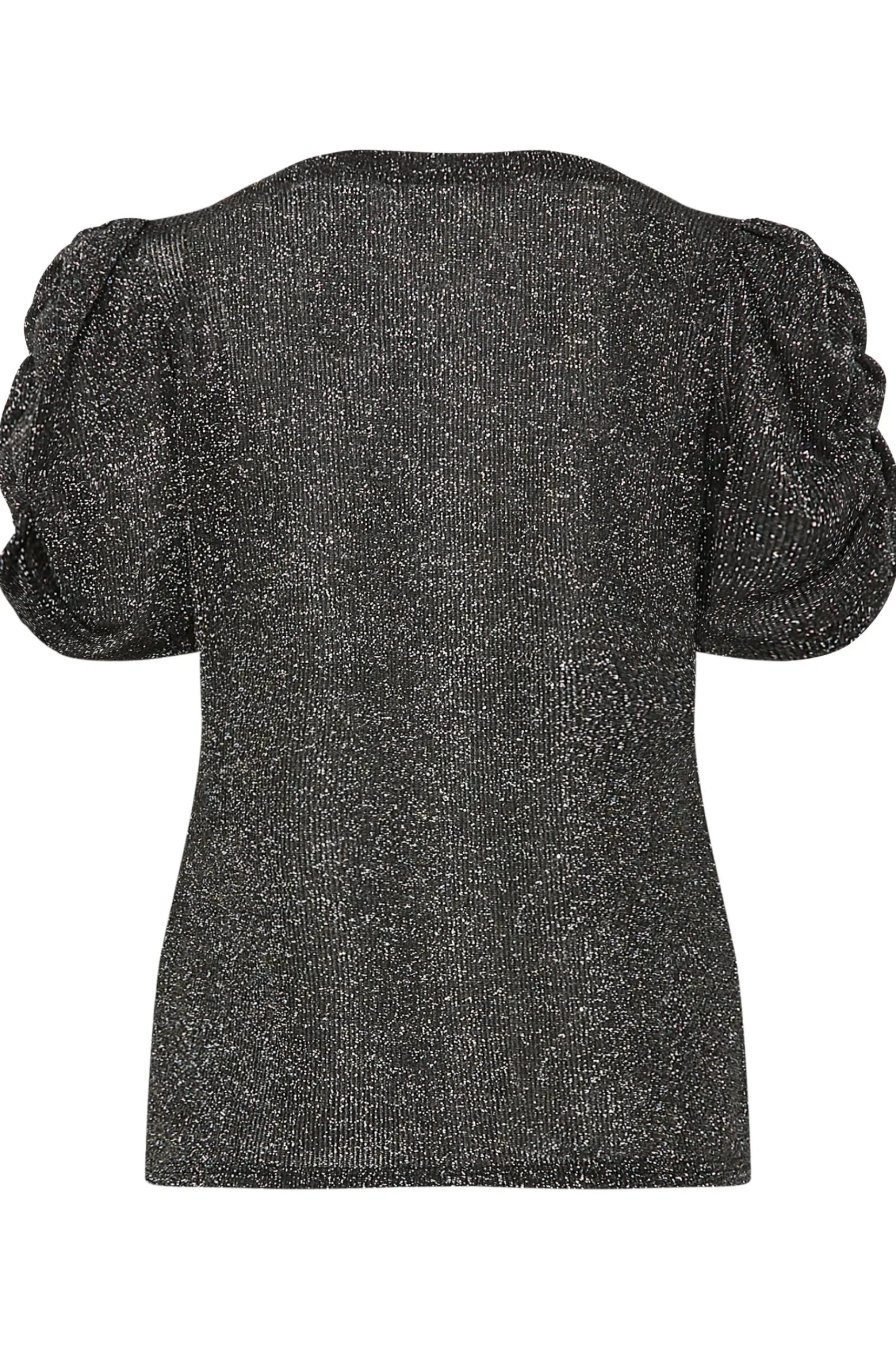 M&Co Womens M&Co Black & Silver Glitter Ruched Sleeve Blouse