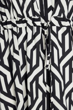 M&Co Womens M&Co Black & White Geometric Print Tie Waist Tunic Shirt