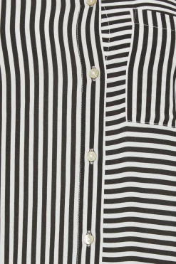 M&Co Womens M&Co Black & White Stripe Tab Sleeve Shirt