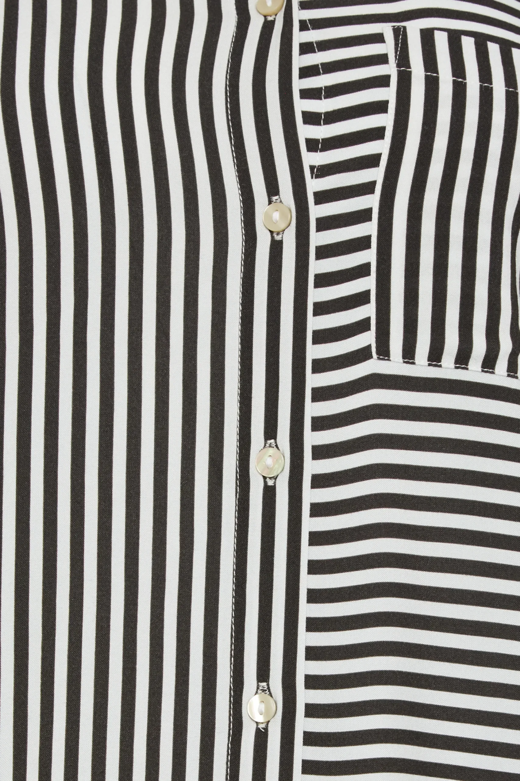 M&Co Womens M&Co Black & White Stripe Tab Sleeve Shirt