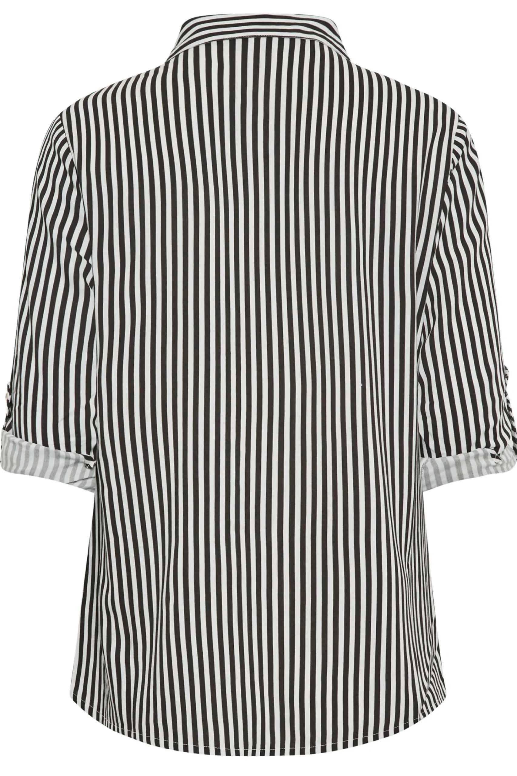 M&Co Womens M&Co Black & White Stripe Tab Sleeve Shirt