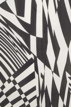M&Co Womens M&Co Black & White Abstract Print High Neck Satin Blouse