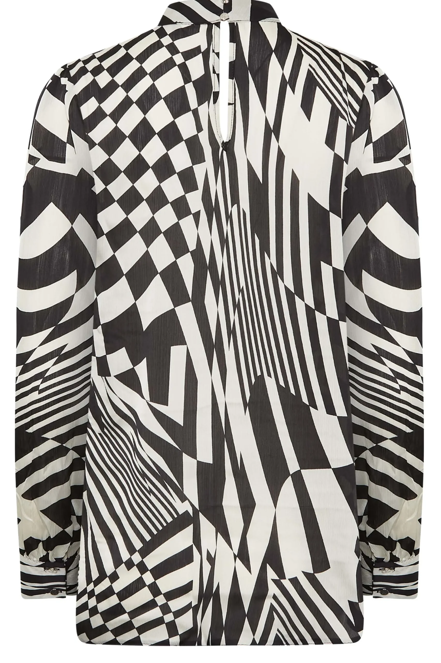 M&Co Womens M&Co Black & White Abstract Print High Neck Satin Blouse