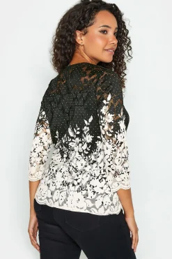 M&Co Womens M&Co Black & White Floral Lace Blouse
