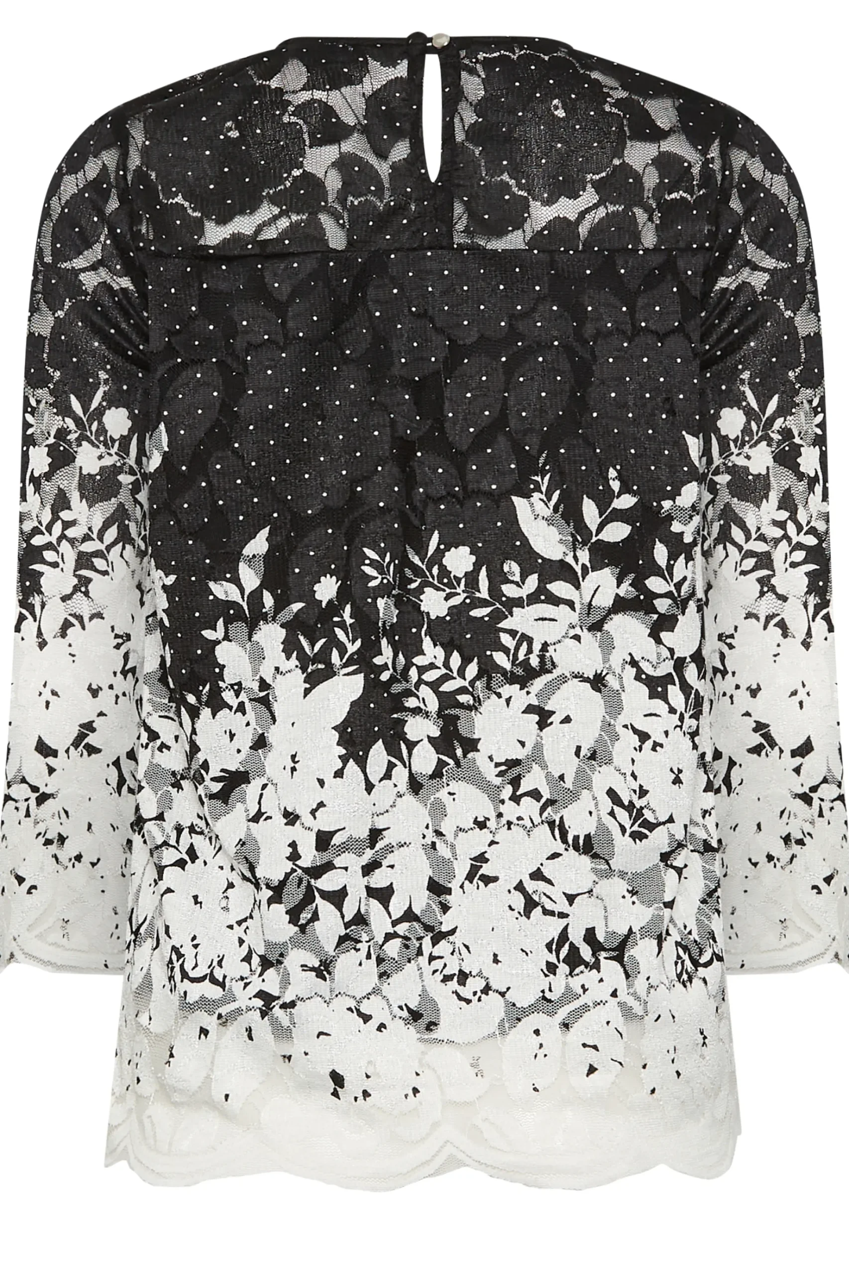 M&Co Womens M&Co Black & White Floral Lace Blouse