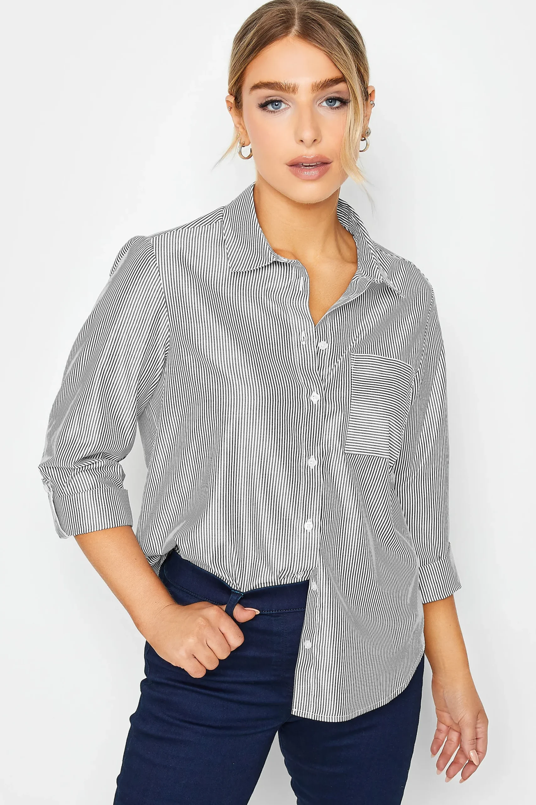 M&Co Womens M&Co Black & White Striped Shirt