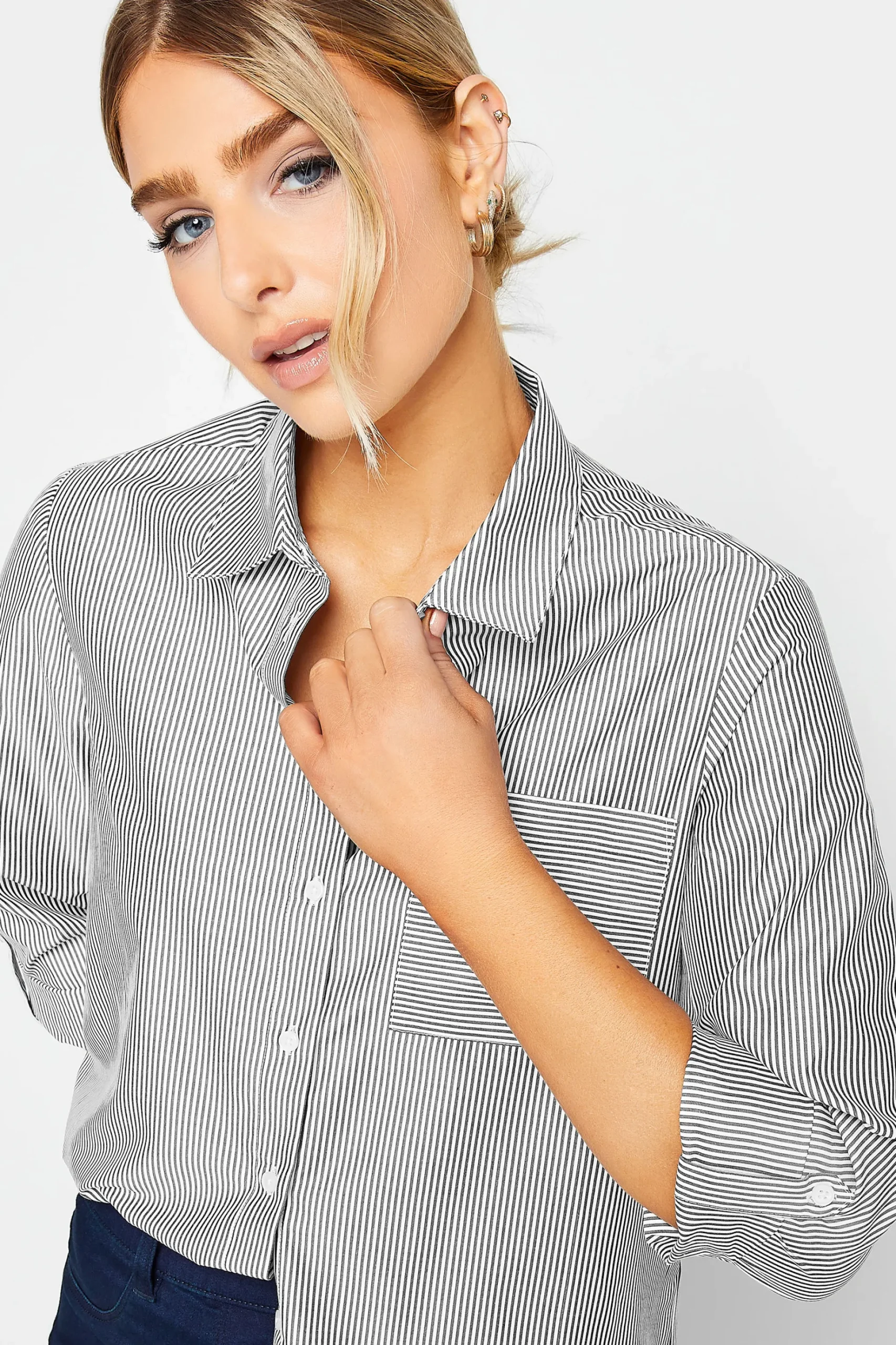 M&Co Womens M&Co Black & White Striped Shirt