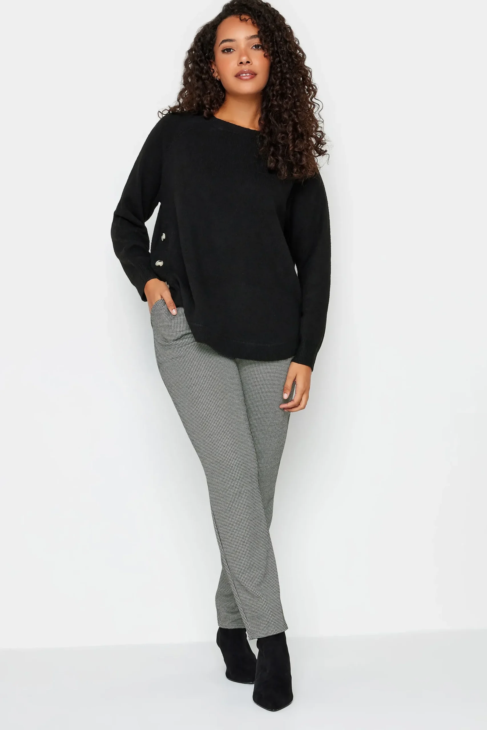 M&Co Womens M&Co Black & White Dogtooth Trousers