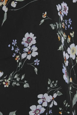 M&Co Womens M&Co Black & White Floral Double Frill Sleeve Blouse