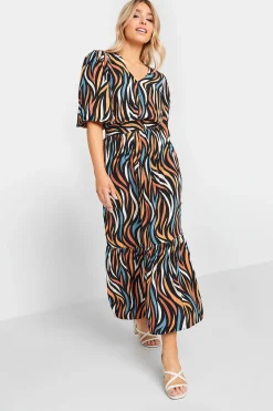 M&Co Womens M&Co Black Abstract Print Maxi Dress
