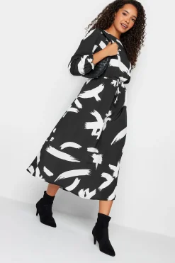 M&Co Womens M&Co Black Abstract Print Smock Dress