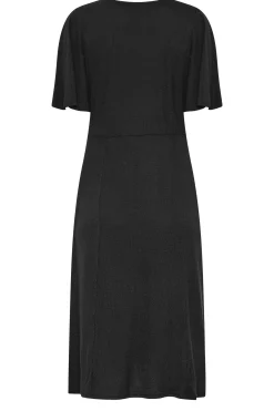 M&Co Womens M&Co Black Angel Sleeve Split Hem Midi Dress