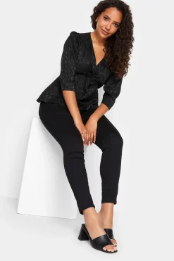 M&Co Womens M&Co Black Animal Print Twist Front Blouse