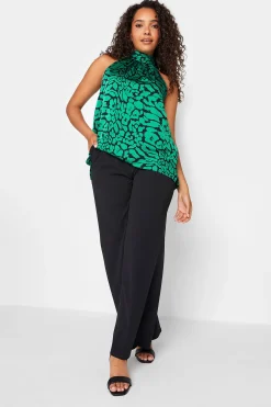 M&Co Womens M&Co Black Animal Print Halterneck Blouse