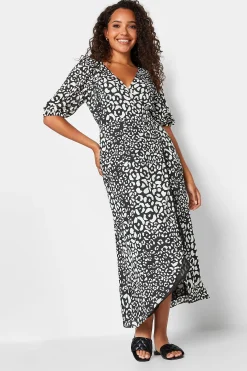 M&Co Womens M&Co Black Animal Print Wrap Dress