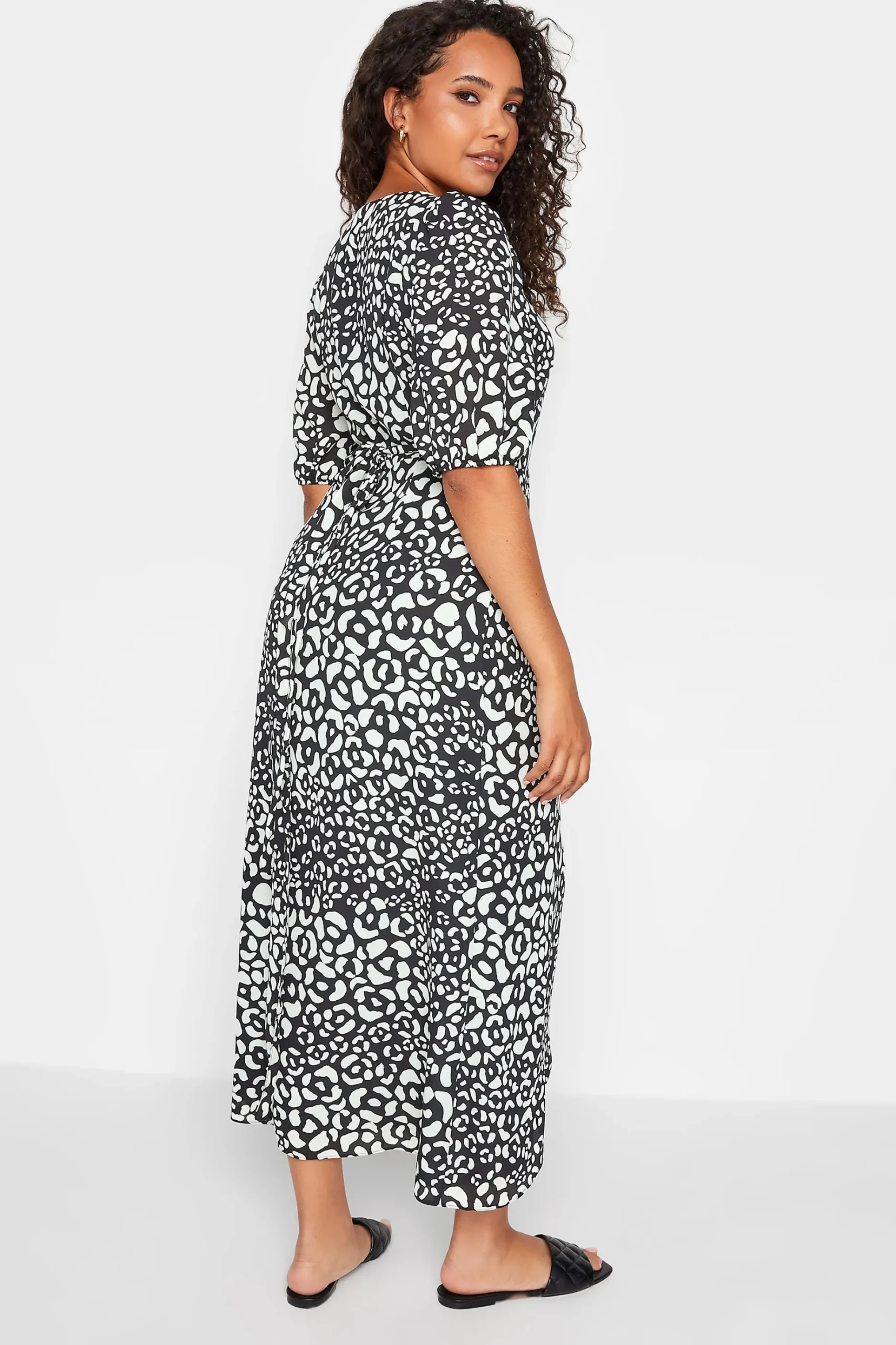 M&Co Womens M&Co Black Animal Print Wrap Dress