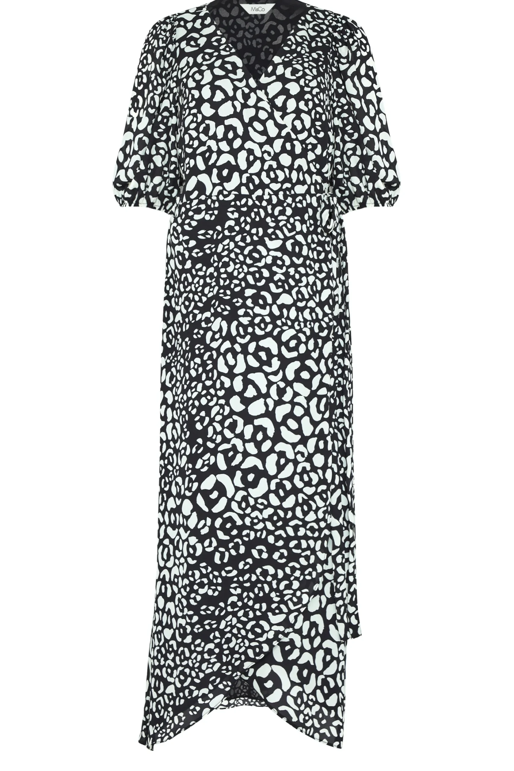 M&Co Womens M&Co Black Animal Print Wrap Dress