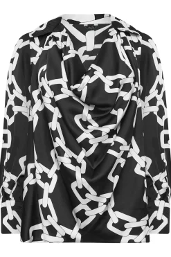 M&Co Womens M&Co Black Chain Print Cowl Neck Satin Blouse