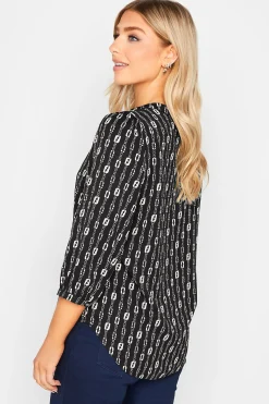 M&Co Womens M&Co Black Chain Print V-Neck Blouse