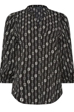 M&Co Womens M&Co Black Chain Print V-Neck Blouse