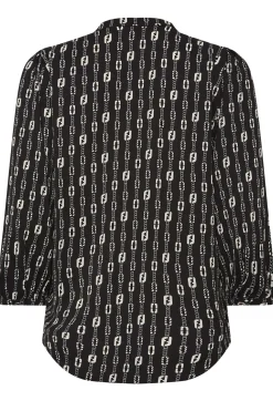 M&Co Womens M&Co Black Chain Print V-Neck Blouse