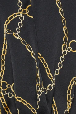 M&Co Womens M&Co Black Chain Print Wrap Front Blouse