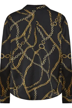 M&Co Womens M&Co Black Chain Print Wrap Front Blouse