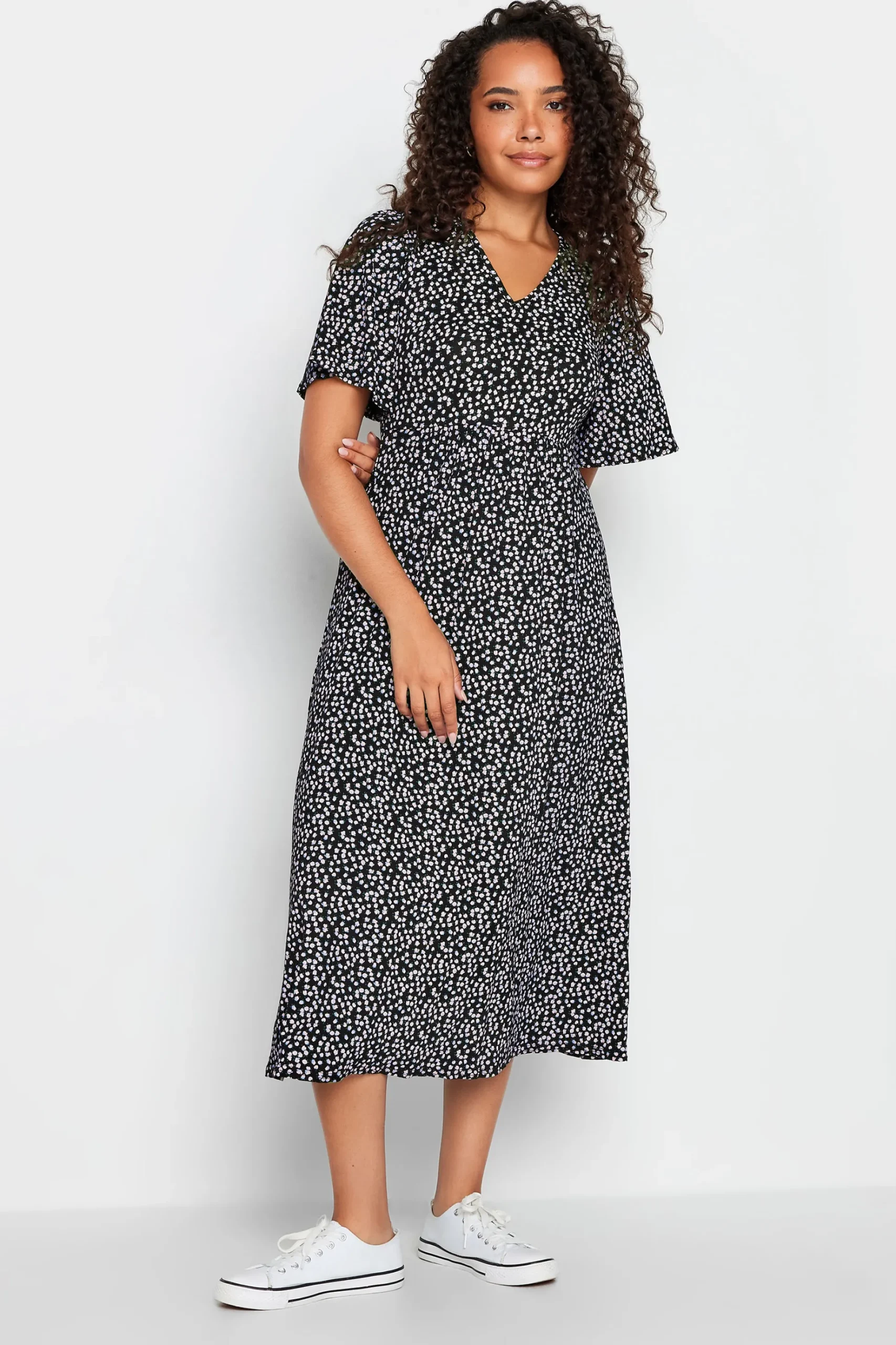 M&Co Womens M&Co Black Ditsy Floral Print Maxi Dress