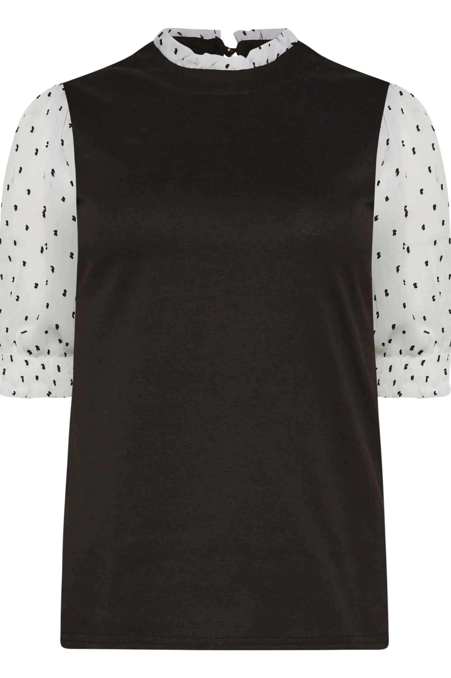 M&Co Womens M&Co Black Dobby Sleeve Contrast Blouse