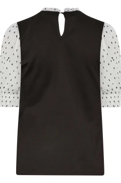 M&Co Womens M&Co Black Dobby Sleeve Contrast Blouse