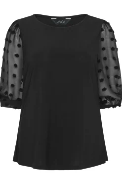 M&Co Womens M&Co Black Dobby Sleeve Blouse