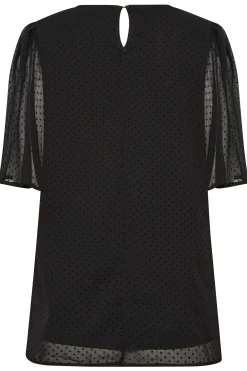 M&Co Womens M&Co Black Dobby Angel Sleeve Blouse