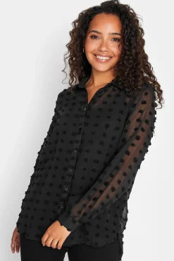 M&Co Womens M&Co Black Dobby Spot Shirt