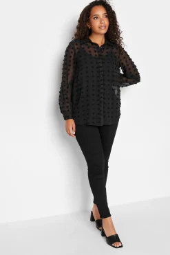 M&Co Womens M&Co Black Dobby Spot Shirt