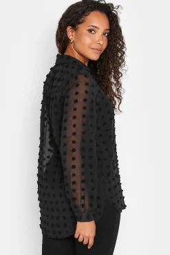 M&Co Womens M&Co Black Dobby Spot Shirt