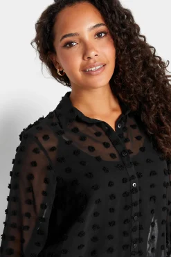 M&Co Womens M&Co Black Dobby Spot Shirt