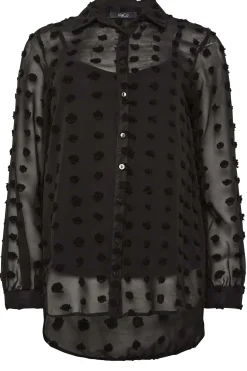 M&Co Womens M&Co Black Dobby Spot Shirt