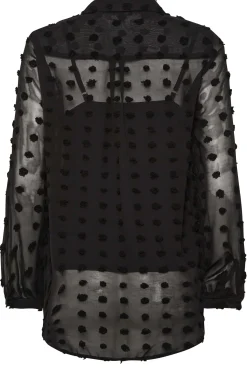 M&Co Womens M&Co Black Dobby Spot Shirt