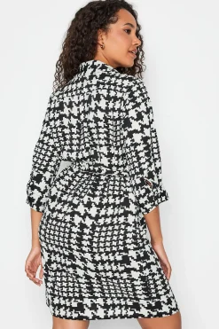 M&Co Womens M&Co Black Dogtooth Tunic Dress Shirt