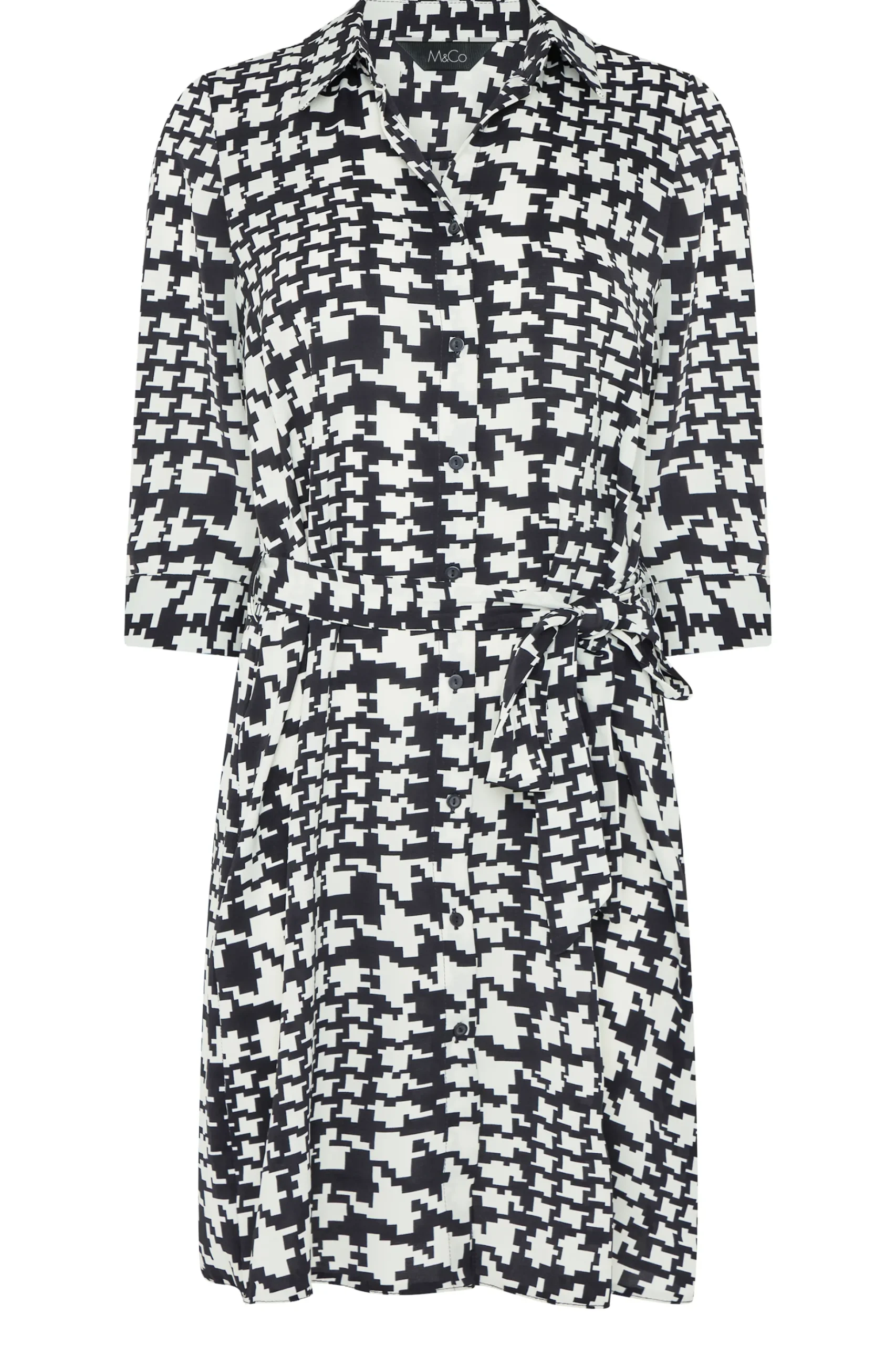 M&Co Womens M&Co Black Dogtooth Tunic Dress Shirt