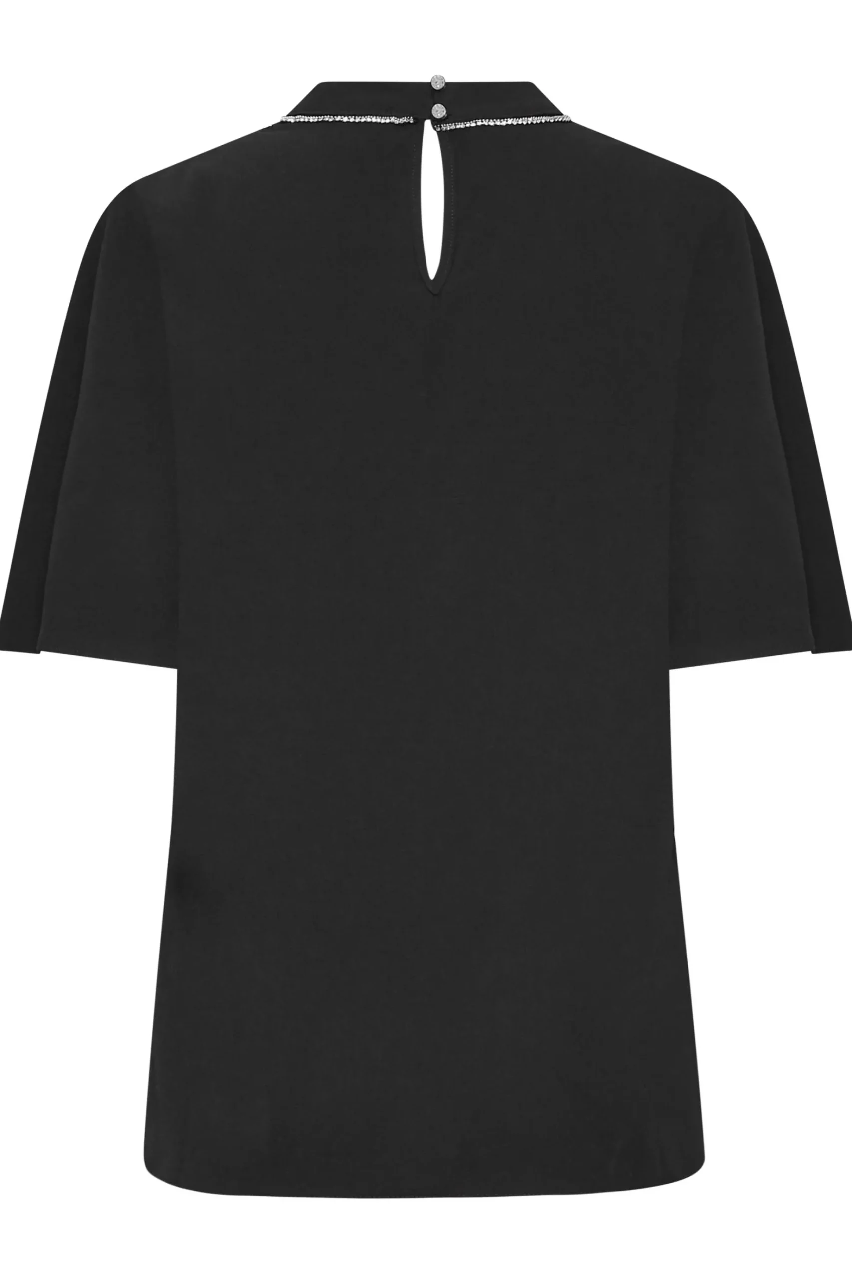 M&Co Womens M&Co Black Embellished Neck Keyhole Blouse