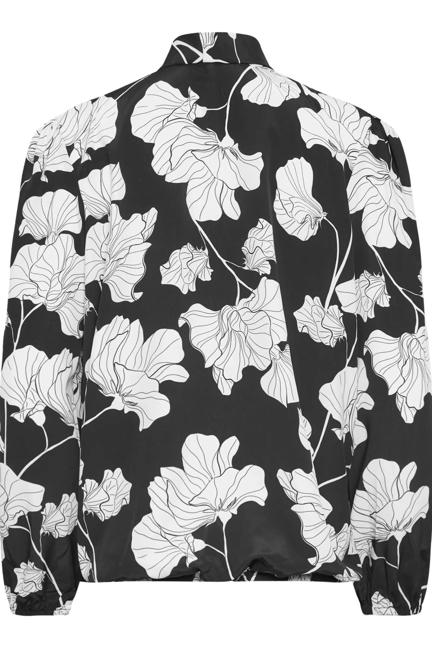 M&Co Womens M&Co Black Floral Print Tie Neck Bubble Hem Blouse