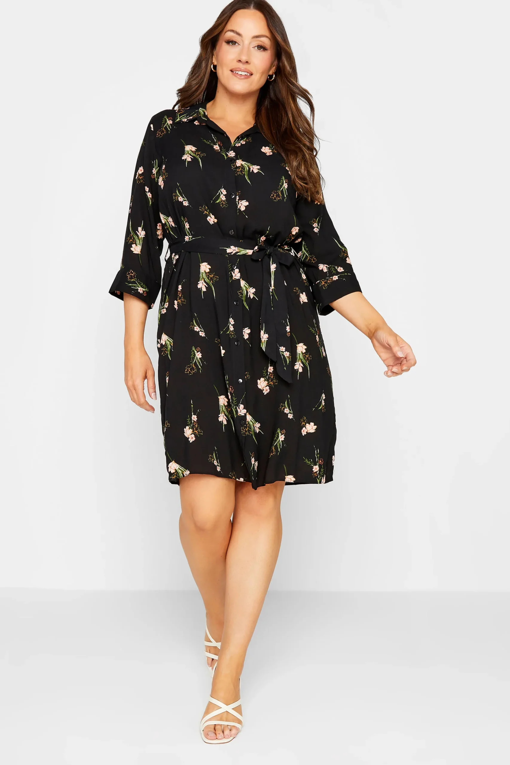 M&Co Womens M&Co Black Floral Tie Tunic Shirt