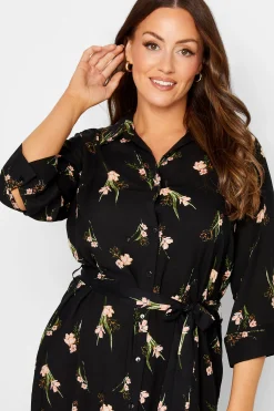 M&Co Womens M&Co Black Floral Tie Tunic Shirt