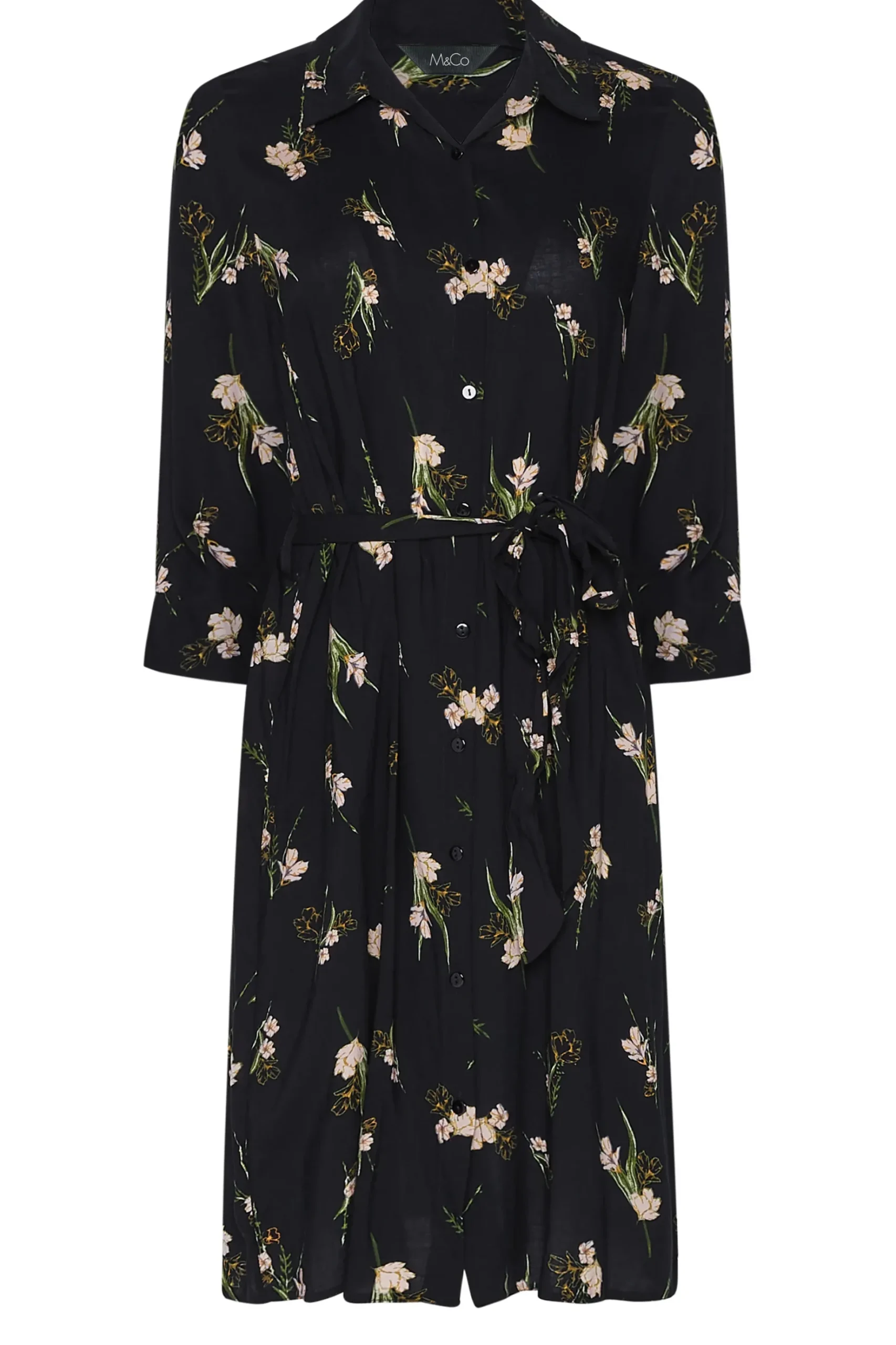 M&Co Womens M&Co Black Floral Tie Tunic Shirt