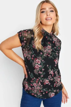 M&Co Womens M&Co Black Floral Print Blouse