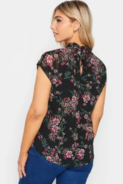 M&Co Womens M&Co Black Floral Print Blouse