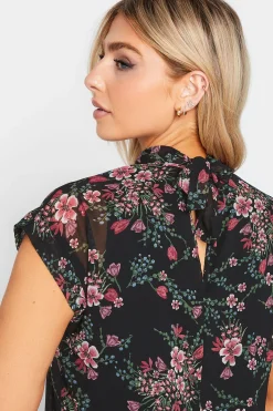M&Co Womens M&Co Black Floral Print Blouse