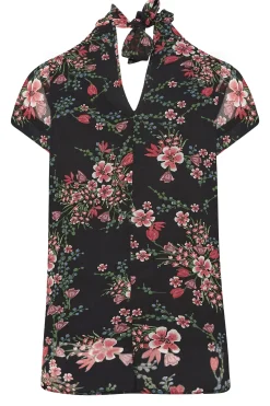 M&Co Womens M&Co Black Floral Print Blouse